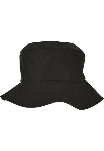 Flexfit Unisex Elastic Adjuster Bucket Hat, Schwarz - Fischerhut mit Gummizug für perfekten Sitz, aus strapazierfähigem Polyester und ideal für Angler und Outdoor-Enthusiasten.
