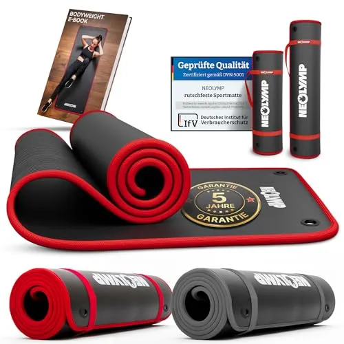 NEOLYMP Fitnessmatte – extra dicke, rutschfeste Gymnastikmatte mit Aufhänge-Ösen - Die NEOLYMP Fitnessmatte bietet mit 8 mm Dicke und rutschfester Oberfläche optimalen Komfort und Sicherheit für dein Training. Ideal für Yoga, Pilates und Fitness – perfekt für den professionellen Einsatz und einfache Aufbewahrung.