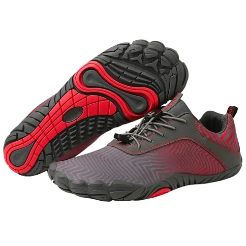 Freiluftkind Das Original – Overland Wasserabweisende & gefütterte Barfußschuhe (Rot / 45) – Unisex Barfussschuhe Winter