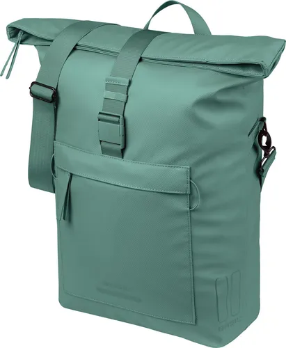 Basil Schultertasche Brooklyn MIK Hooks 17L - Recyceltes PET, wasserdicht und ideal für Pendler - Aktentaschen mit 17 Litern Volumen, wasserdichtem Faltverschluss und gepolstertem Laptopfach für 16 Zoll Geräte. Perfekt für Fahrradfahrer und Stadtpendler!