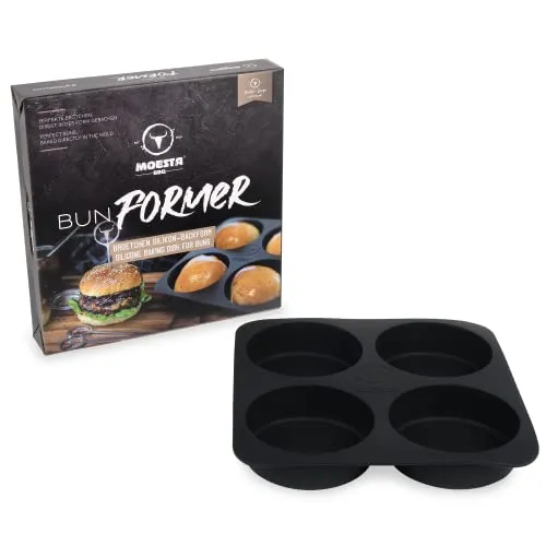 MOESTA-BBQ 19297 BunFormer - Silikon-Backform für Burger-Brötchen - Bis 230°C Temperaturbeständig für Ofen/Grill