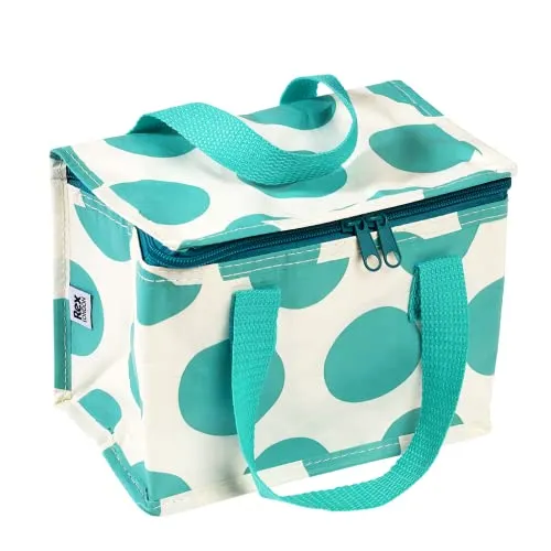 Dotcomgiftshop REX LONDON Isolierte Lunch-Tasche mit Türkisen Punkten, Recyceltes Material, 21x16x12 cm, Kühltasche mit Reißverschluss und Nylongriffen