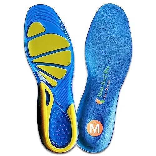 Gel-Einlegesohlen für Herren und Damen, Größe M, für Sneaker, Sicherheitsschuhe | Sport, Wandern, Walking | Fußpflege | rutschfest, geruchshemmend, flache oder hohle Füße, sensibel, Hallux Valgus.