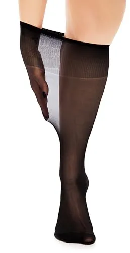 GLAMORY Damen Fit 20 Extraweite Kniestr mpfe, Schwarz, Einheitsgröße Große Größen EU