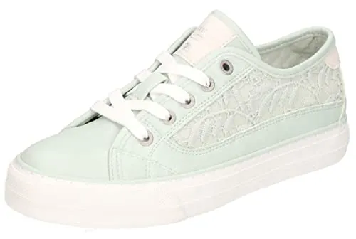 MUSTANG Damen Sneaker Mintgrün EU 41 - Stylische Damen-Sneaker aus Kunstleder und Textil mit einzigartigem Häkeleinsatz, ideal für trendbewusste Frauen.