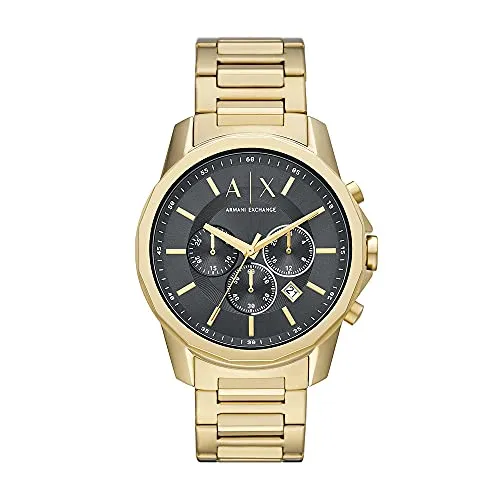 Armani Exchange AX1721 Herren Chronograph - Armbanduhren für Herren, stilvolles 44mm Edelstahlgehäuse mit goldfarbenem Design, wasserdicht bis 50m – ideal für sportliche Aktivitäten und den Alltag.