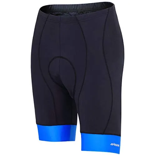 Airtracks Herren Fahrradhose Kurz Radhose Comfort Line Kurze MTB Radlerhose Mountainbike 3D Coolmax Gepolstert Atmungsaktiv Reflektoren S M L XL XXL 3XL 4XL - schwarz-blau - L