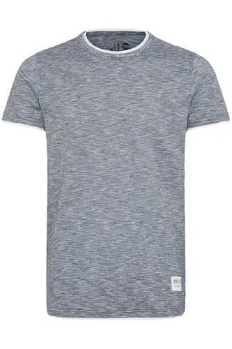 !Solid Rigos Herren T-Shirt Kurzarm Shirt Mit Rundhalsausschnitt Im Double-Layer-Look Aus 100% Baumwolle, Größe:L, Farbe:Insignia Blue (1991)