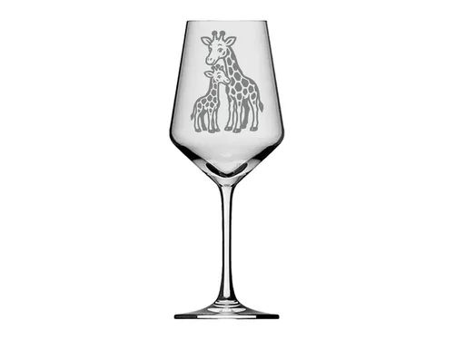 eXODA Weinglas Gravur Giraffe mit Baby – 350 ml für gesellige Abende, 1-tlg., Glas, Atemberaubende Darstellung