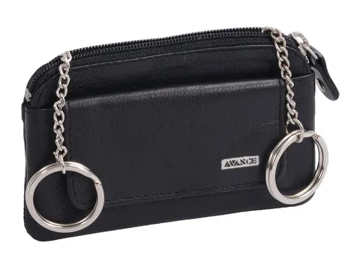 GlücksNugget Schlüsseltasche aus Leder - Schwarze Lederschlüsseltasche mit 2 Schlüsselringen und praktischem Vorfach, ideal für die sichere Aufbewahrung Ihrer Schlüssel. Stilvolles Design für den Alltag.