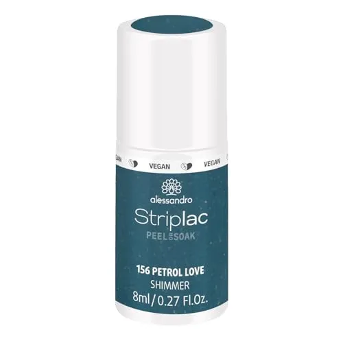 alessandro Striplac UV-Nagellack Petrol Love – Schonend und langanhaltend – Einfache Entfernung dank Peel-Off-Technologie – Vegan und tierversuchsfrei – 8 ml