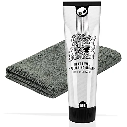 Nuke Guys METAL POLISH - Metallpolitur - 100 Gramm - für alle metallischen Oberflächen - Intensive Reinigung & Schutz + 1x Mikrofasertuch