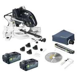 Festool KAPEX KSC 60 EB-Basic Kapp Zugsäge mit 2 Akkus - Leistungsstarke Kappsäge mit 216 mm Sägeblattdurchmesser, ideal für präzise Holzarbeiten. Inklusive zwei langlebigen Lithium-Ionen-Akkus für maximale Flexibilität und Effizienz.