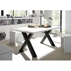Esstisch >Big System< in schwarzstahl / weiß matt lack - 140x75x90cm (BxHxT)