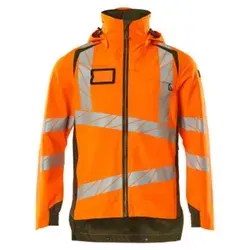 Hard Shell Jacke mit leichtem Futter 2XL - Fluoreszierende Hard Shell Jacke mit Reflexstreifen, wind- und wasserdicht. Atmungsaktiv, abnehmbare Kapuze und zahlreiche Taschen für praktischen Einsatz.
