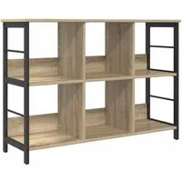 vidaXL Bücherregal Sonoma-Eiche 102 x 32 x 72,5 cm - Modernes Bücherregal im Industrie-Design aus Holzwerkstoff und Stahl, ideal für Wohnzimmer oder Arbeitszimmer. Bietet stabilen Stauraum für Bücher und Deko mit einfacher Pflege.
