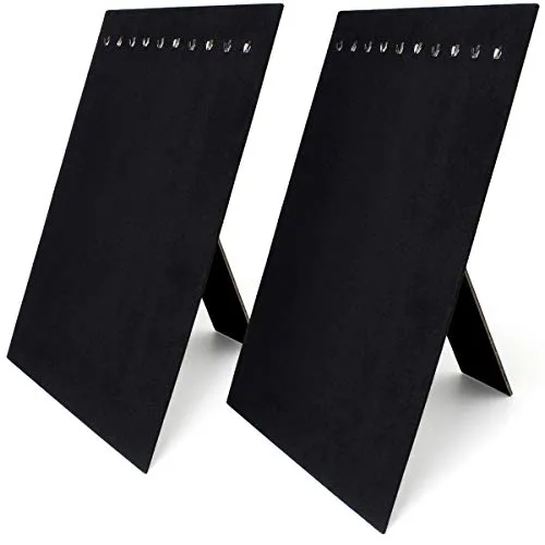 iGadgitz Home U7090 Samt Kettenständer Kettenhalter Schmuckständer (10 Haken) - Schwarz - 2 Stk