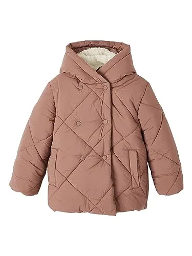 Vertbaudet Mädchen Kapuzen-Steppjacke mit Teddyfleece-Futter - Wasserabweisende Steppjacke aus Recycling-Polyester mit großer Kapuze, gefüttert und praktischen Vordertaschen für zusätzlichen Komfort. Ideal für kalte Tage! Die perfekte Wahl für stilvolle Mädchen in der Größe 92/98!