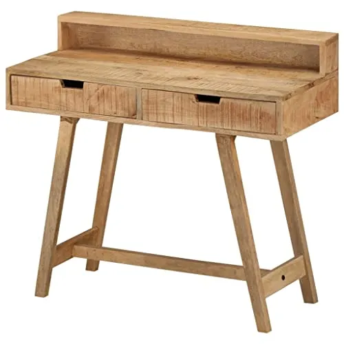 vidaXL Raues Mangoholz Massiv Schreibtisch Vintage-Stil - Kinderschreibtische aus massivem Mangoholz, einzigartig und handgefertigt, mit 2 geräumigen Schubladen für optimalen Stauraum.