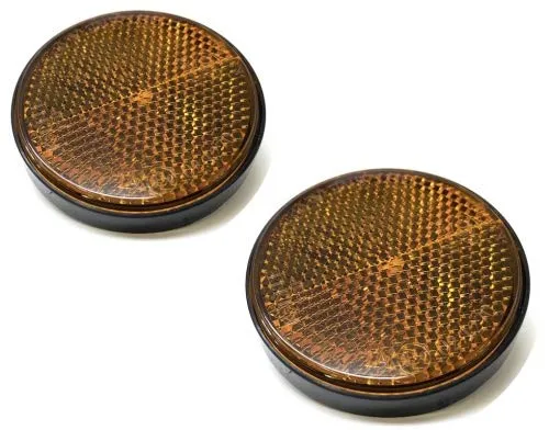 2x Reflektor Rückstrahler 60mm Rund Orange M6 Gewindebolzen E-Geprüft - Passend für China Roller/Scooter CPI, Keeway, Sachs, Rex, Baotian