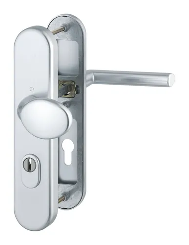 Hoppe Stockholm Aluminium-Schutz-Langschild-Wechsel-Garnitur - Türsicherungen mit Profilzylinder und Zylinder-Abdeckung, ideal für Außen- und Wohnungstüren (41-46 mm) - robust und sicher in silberfarben.