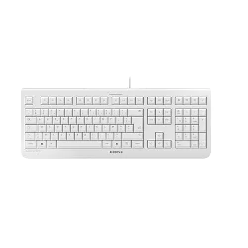 Cherry KC 1000 - Kabelgebundene Volltastatur AZERTY in Grau - Tastaturen für universelle Nutzung, flaches Design mit leisen, abriebfesten Tasten. Ideal für professionellen Einsatz und optimiert für Windows, Mac und Linux.