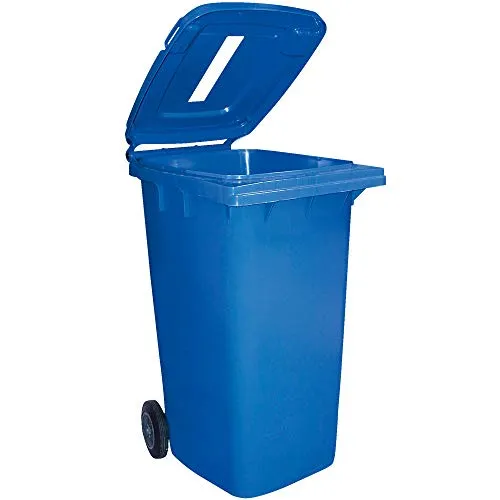 Liter Mülltonne mit Einwurfschlitz 240L, blau - Robuste Mülltonne aus hochwertigem Polyethylen, witterungs- und UV-beständig, ideal für öffentliche Plätze oder Gärten, mit praktischem Einwurfschlitz für einfache Entsorgung.