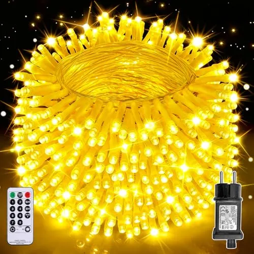 Auriostar Lichterkette Außen, 30m 300LED Lichterkette Weihnachtsbaum Outdoor, 8 Modi Lichterkette Innen mit Timer, IP44 Wasserdicht Lichterkette Außen Strom für Weihnachten Balkon Fenster Garten Party