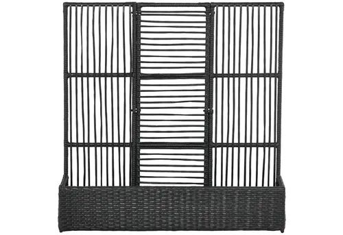 furnicato Hochbeet Blumenkasten mit Spalier Polyrattan 103x103x29 cm Schwarz