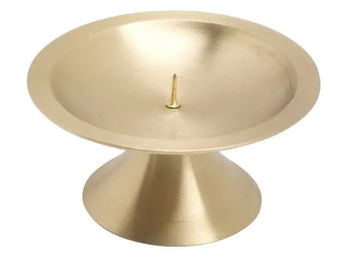 Kerzenleuchter Scheibenleuchter Messing Gold matt satiniert, dünner Dorn Ø 11 cm