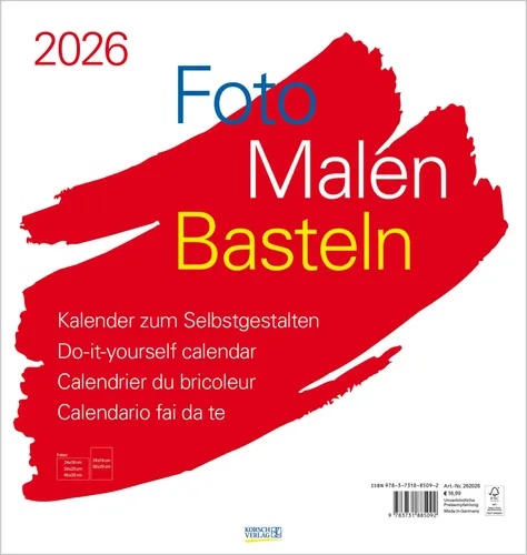 Verlag Korsch | Foto-Malen-Basteln Bastelkalender weiß groß 2026 | Kalender
