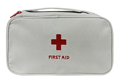 Oxford Gewebe Medizintasche, Reiseapotheke Tasche, Betreuertasche für Familien Erste Hilfe Tasche Notfalltasche Rot/Grau