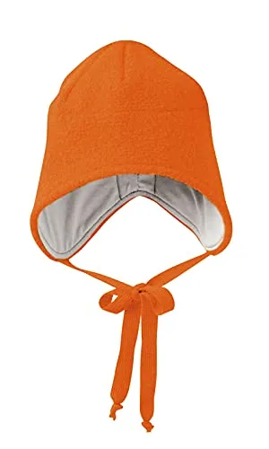 Disana WALK-MÜTZE, 100% Bio-Merinowolle GOTS, IVN Best – Futter: 100% Bio-Baumwolle | Besonders warme und weiche Wintermütze | Baby Kleinkind Kind Unisex | Made in Germany | Orange Gr. 3