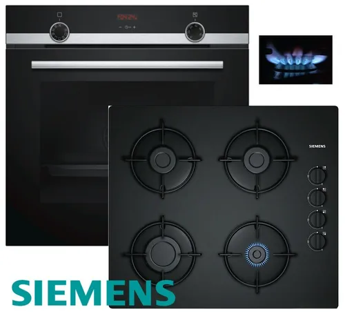 Siemens Gasherd Set mit Elektro Backofen und Glaskeramik Kochstelle