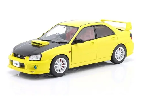 Solido Subaru Impreza WRX STI 2003 Gelb 1:18 - Detailgetreues Modellauto im Maßstab 1:18, aus Metall gefertigt – perfekt für Sammler und Autofans!