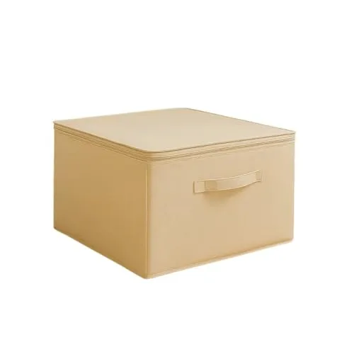 PRENDİ HOME Faltbare Kleideraufbewahrungsbox – Stoffbox mit Reißverschluss, Griffen und Deckel – Organizer für den Schrank – 42x35x23 cm