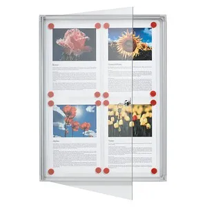 FRANKEN Schaukasten X-tra!Line silber 4x DIN A4 - magnethaftend und beschriftbar, ideal für die übersichtliche Präsentation von Informationen im Innenbereich