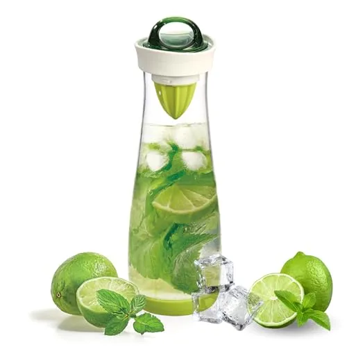 bremermann Karaffe 2in1 - inkl. herausnehmbarem Infuserstab und Zitruspresse, perfekt für aromatisierte Getränke, 1.1 Liter Fassungsvermögen, Getränkeflasche mit Deckel, aus Kunststoff, grün