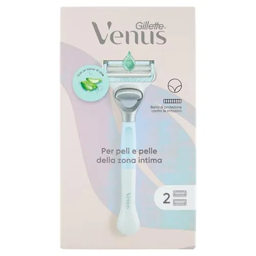 Gillette Venus, Rasierer für Haare und Haut im Intimbereich + 2 Packungen Ersatzklingen, Rasierer für Intimbereich Damen, Klingen Damen Gillette Venus Nachfüllpackungen