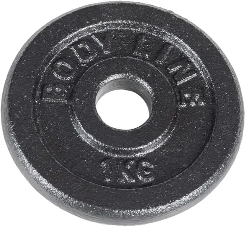 Bodyline 1 kg schwere Scheibe aus Gusseisen für Langhantel-, Kurzhantel- und Gewichtheben — Durchmesser 25 mm — für Fitnessstudio, Fitness, Heimtraining