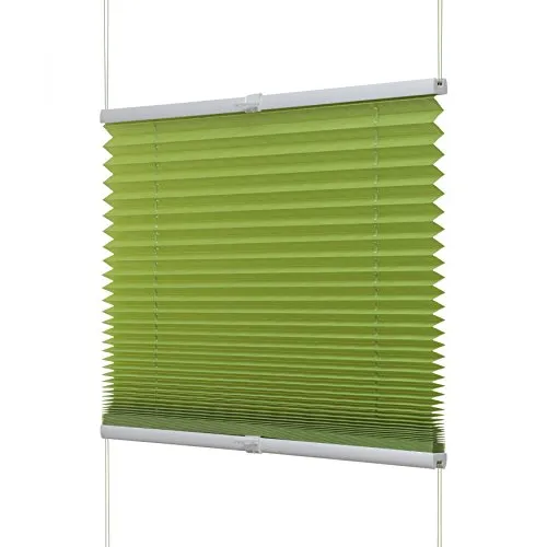 Ventanara® Plissee ohne Bohren Grün Klemmfix Plisseerollo Faltrollo verspannt inklusive Premium Klemmträger 45 x 130 cm