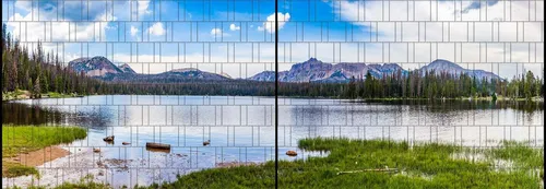 zaunzu Sichtschutzstreifen Bergsee XL - Panorama Sichtschutz 5,0m x 1,8m - Hochwertige Sichtschutzstreifen mit fotorealistischem Bergsee-Motiv für Doppelstabzäune. Wetterfest und langlebig, bieten sie stilvollen Rückzugsort und individuelle Gestaltung für Ihren Garten.