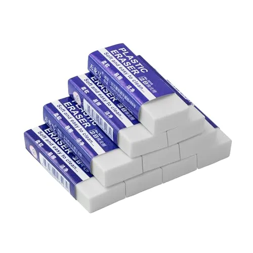 EULANT Radiergummi Weich 10 Stück,Weiß 2B Plastik Radiergummi Radierer Gut für Schulanfänger Grundschule Zeichnen Skizzieren Schreiben mit Bleistift Büros Einsatz