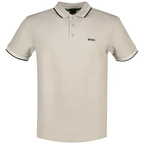 BOSS Poloshirt Paddy grau für Herren (L) - Herren-Shirts aus atmungsaktivem Baumwoll-Piqué mit sportlichen Streifen und kontrastierenden Markendetails, ideal für lässige Outfits.