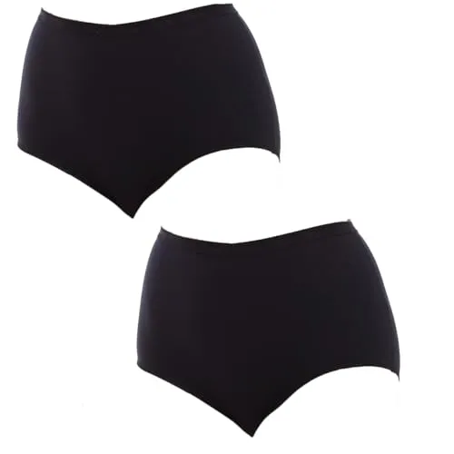 Playtex Slip für Damen, Maxi, Bio-Baumwolle, Ultra-Comfort x2 Schwarz M - Bikinis & Taillenslips für Damen, aus weicher Bio-Baumwolle für höchsten Tragekomfort, im praktischen Doppelpack.