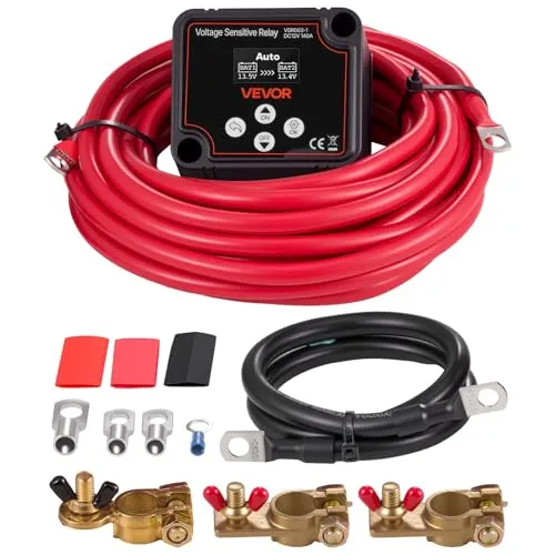 VEVOR Doppelbatterie Trennrelais mit Voltmeter 12V 140A