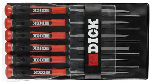 Dick Nadelfeilensatz 6 teilig 2K Griff 2160142-2K - Feilen & Raspeln, hochwertiger 6-teiliges Set mit ergonomischem 2K-Griff für präzises Arbeiten und optimalen Komfort.