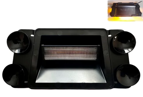 LED Frontblitzer Warnleuchte von Melbox - LED-Leiste mit 18 orangefarbenen LEDs, universell einsetzbar mit Saugnäpfen, ideal für Straßenräumer, Spannung: 12V/24V, 2 Jahre Herstellergarantie.