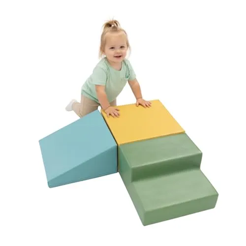 IGLU SOFT PLAY Set mit 3 Schaumstoffblöcken für die Motorik für Babys weich riesig aus Schaumstoff (Pastel Sea)