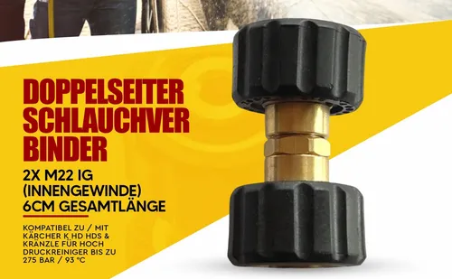 Schlauchverbinder M22 - M22 IG für Kärcher K HDS HD & Kränzle Hochdruckreiniger